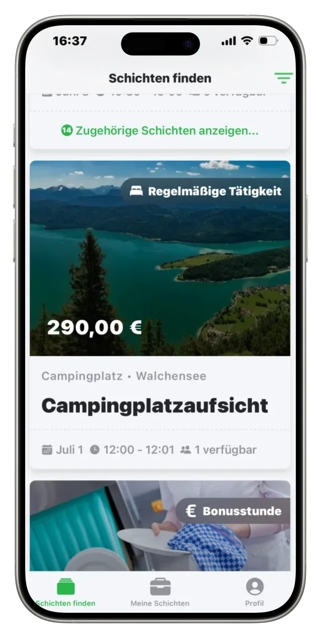 Schichten finden in der uniworks App